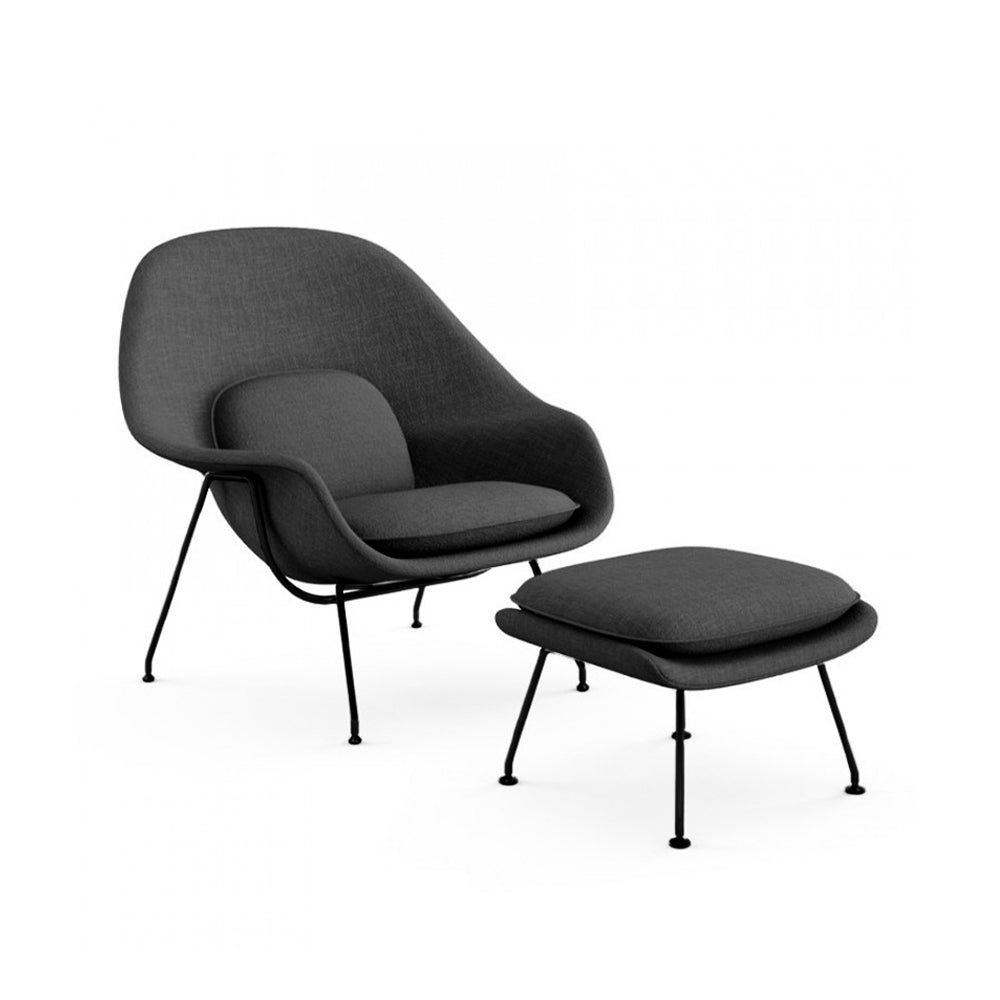 Sillón Womb Estructura Negra con Otomana